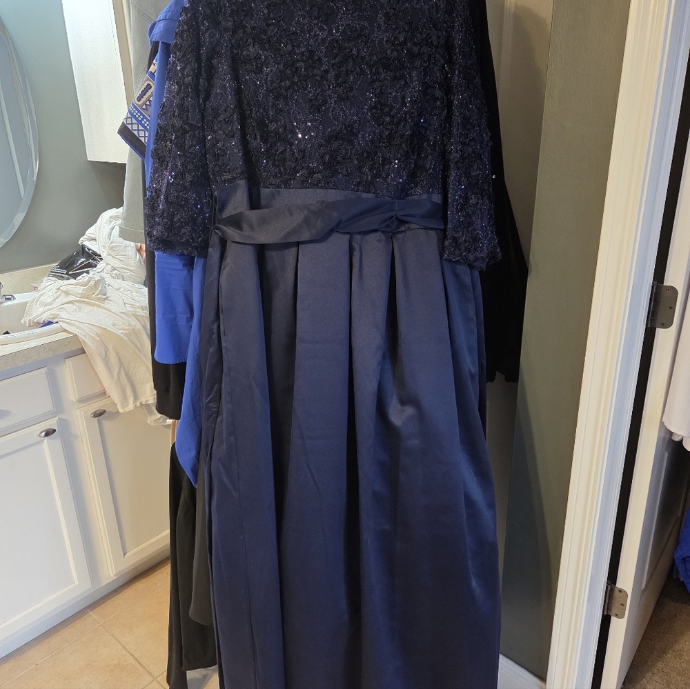 Navy Lace & Satin Women's' Party Dress